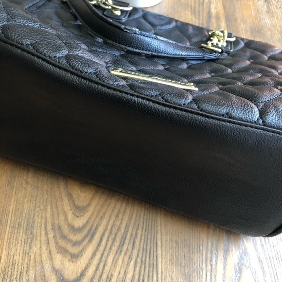 Betsey Johnson black quilt shoulder bag animal print with  bow - Picture 6 of 13